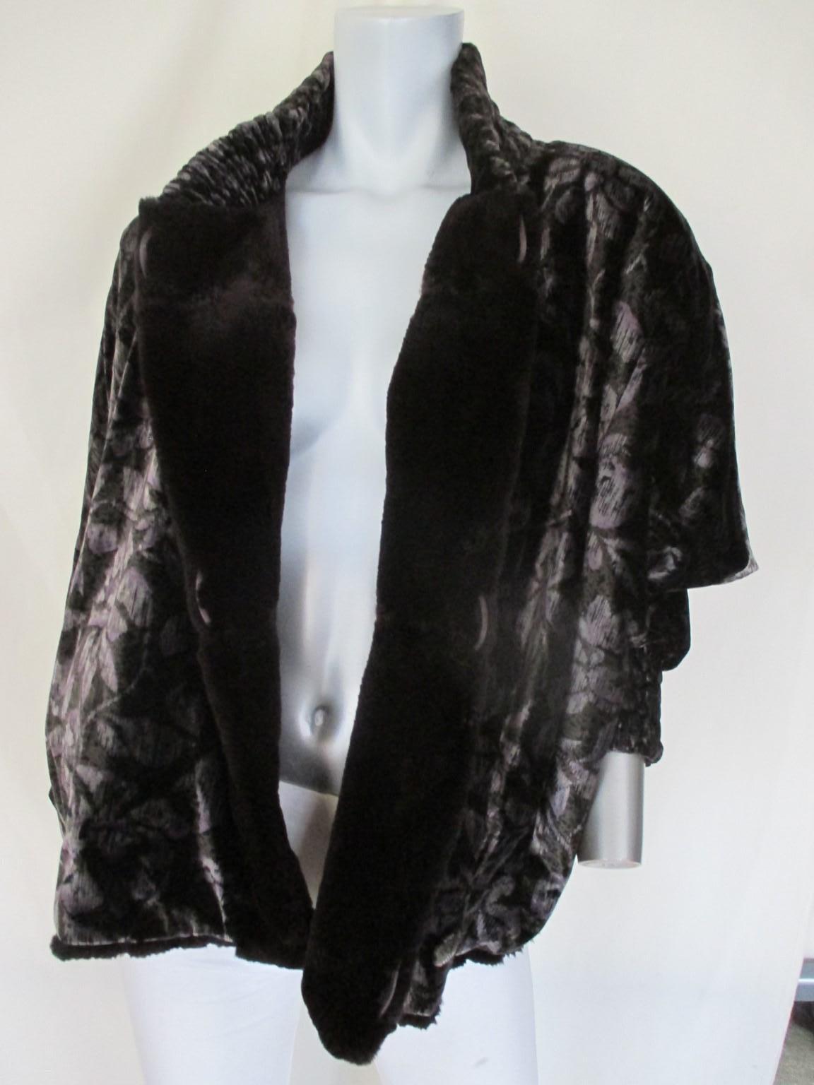 Women's or Men's Rare Reversible Sheared Mink Fur Velvet Cape Style Jacket For Sale
