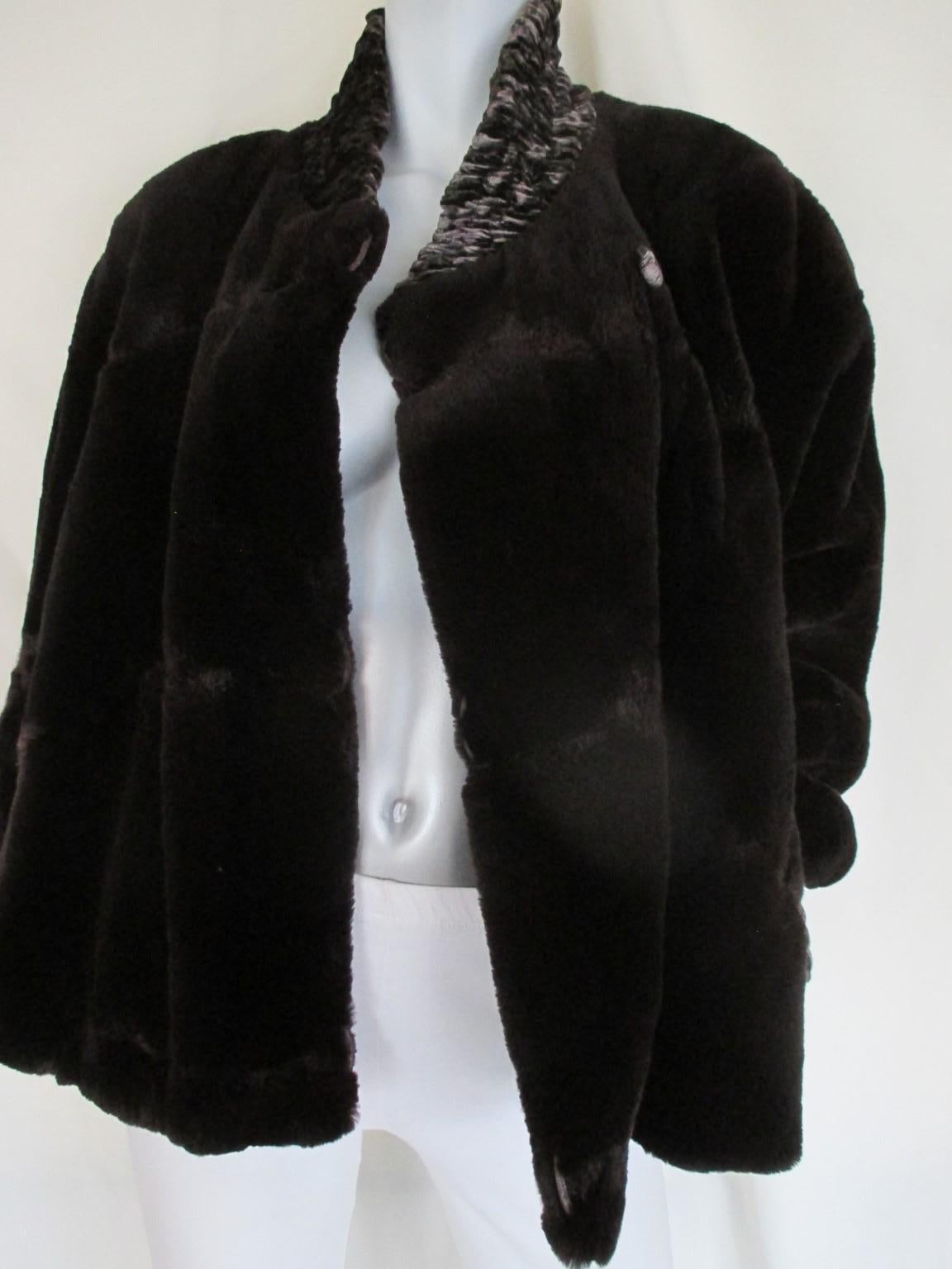 Rare Reversible Sheared Mink Fur Velvet Cape Style Jacket For Sale 4