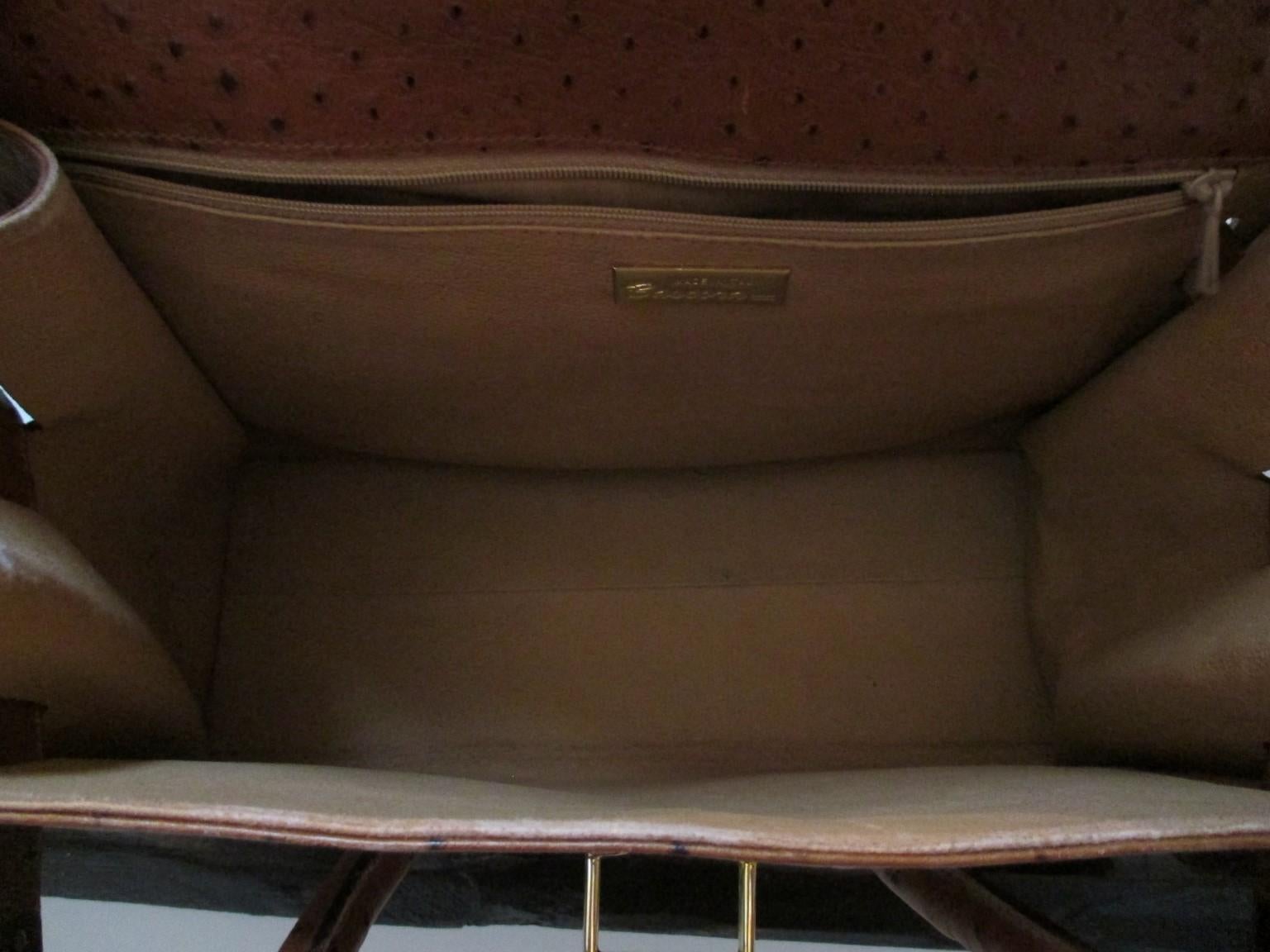Vintage Brown Ostrich Leather Bag 3