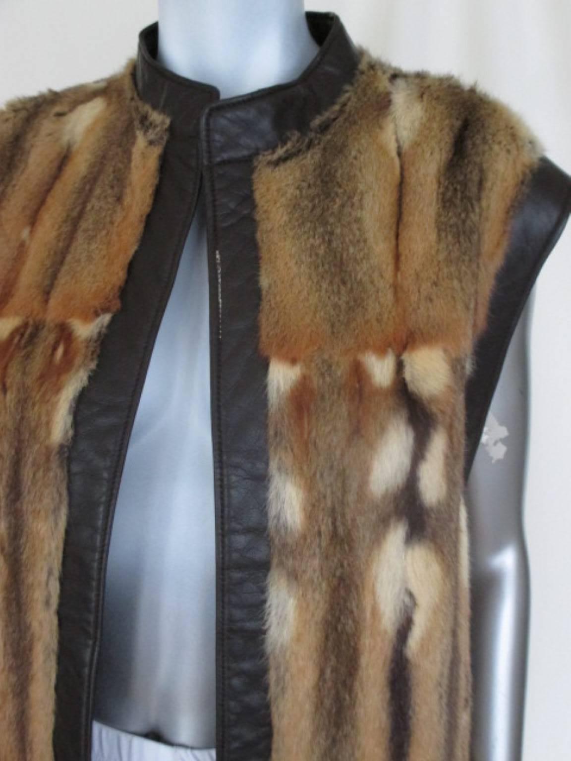 Brown Sleeveless Fur Vest  For Sale