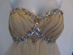 Exuberant Champagne Diamante Cocktail Dress small