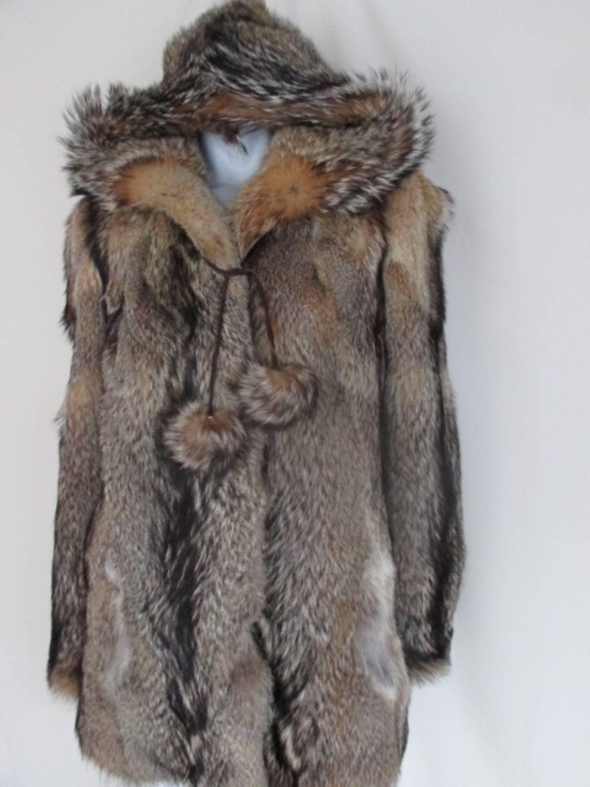 Rustic wolf hooded fur jacket  1