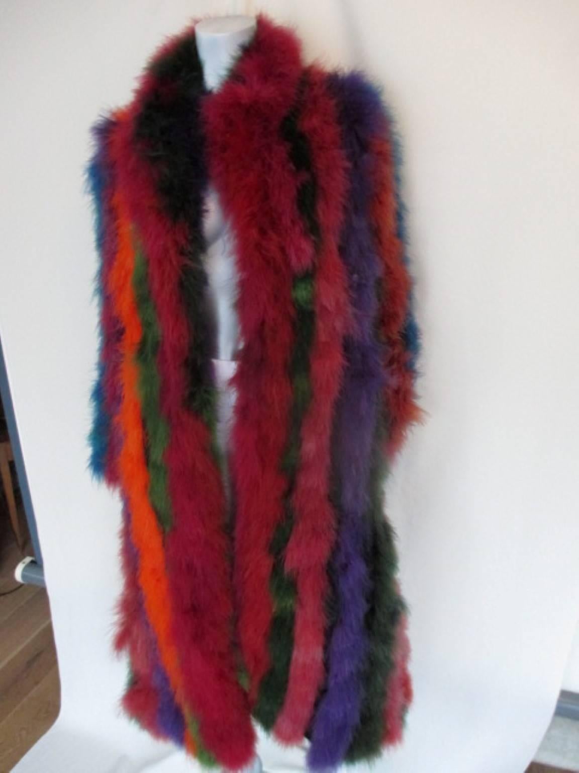Extravagant rainbow ostrich feather fur coat 1