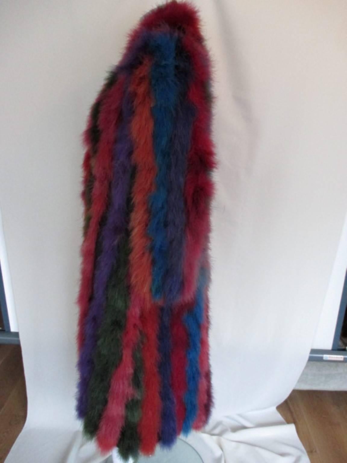 Extravagant rainbow ostrich feather fur coat In Fair Condition In Amsterdam, NL