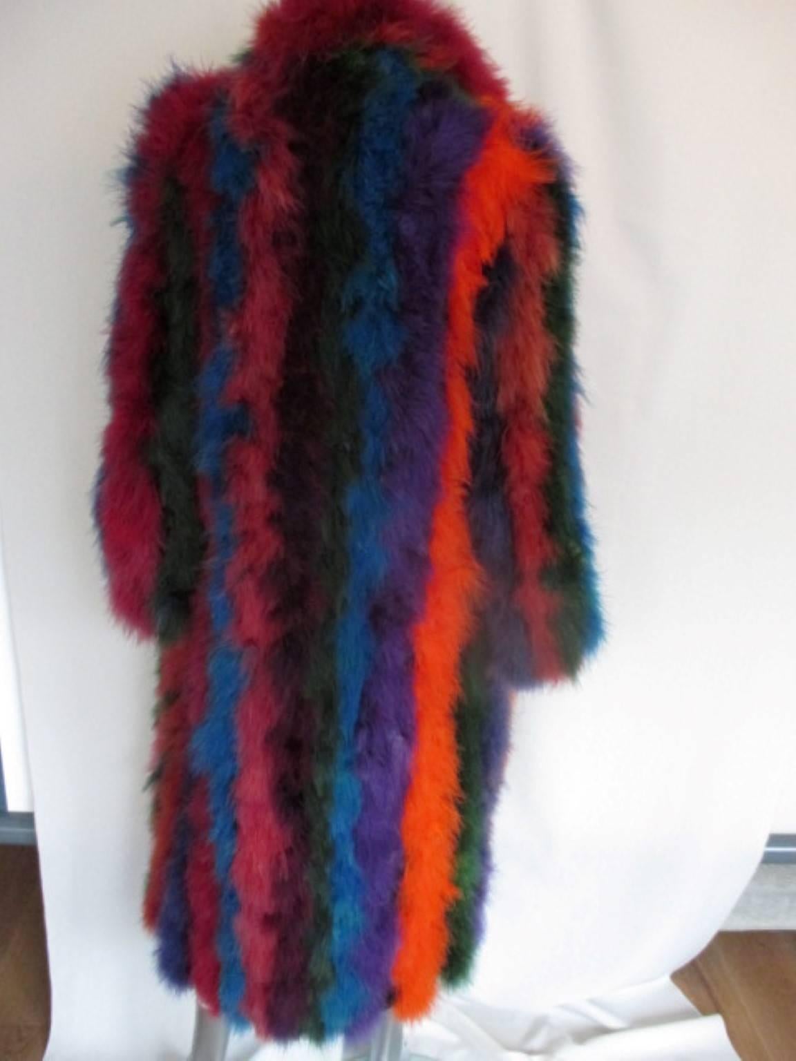 Women's Extravagant rainbow ostrich feather fur coat