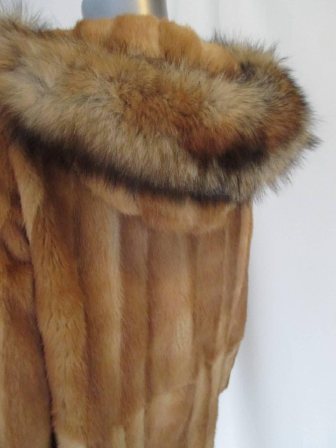 exclusive hooded fur coat with fox ruff  In Fair Condition In Amsterdam, NL