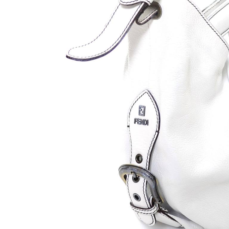 Fendi Borsa Bag White Leather Doctor Hobo Handbag at 1stDibs