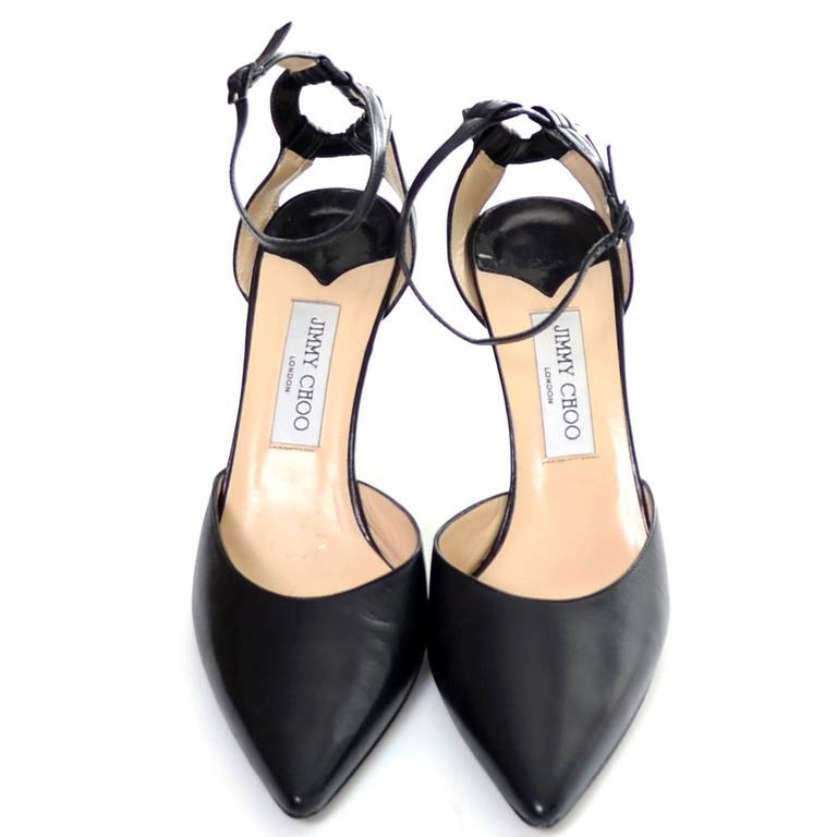 black leather ankle strap shoes