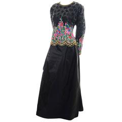 Vintage Richilene Kleid Exquisite Perlenstickerei Pailletten Rizik Bros.