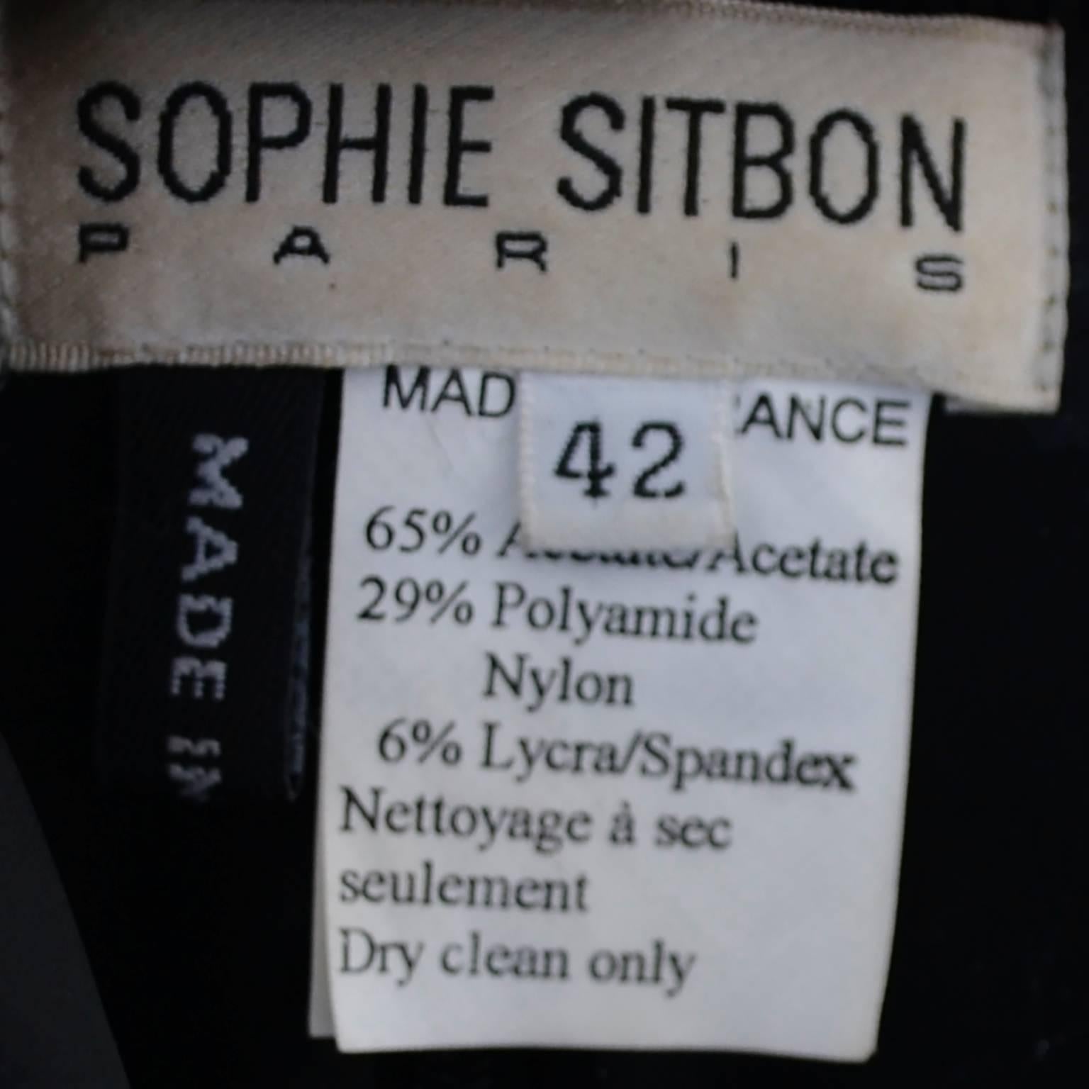 Black Sophie Sitbon Paris Vintage Dress Avant Garde Shawl Collar Size 42 France