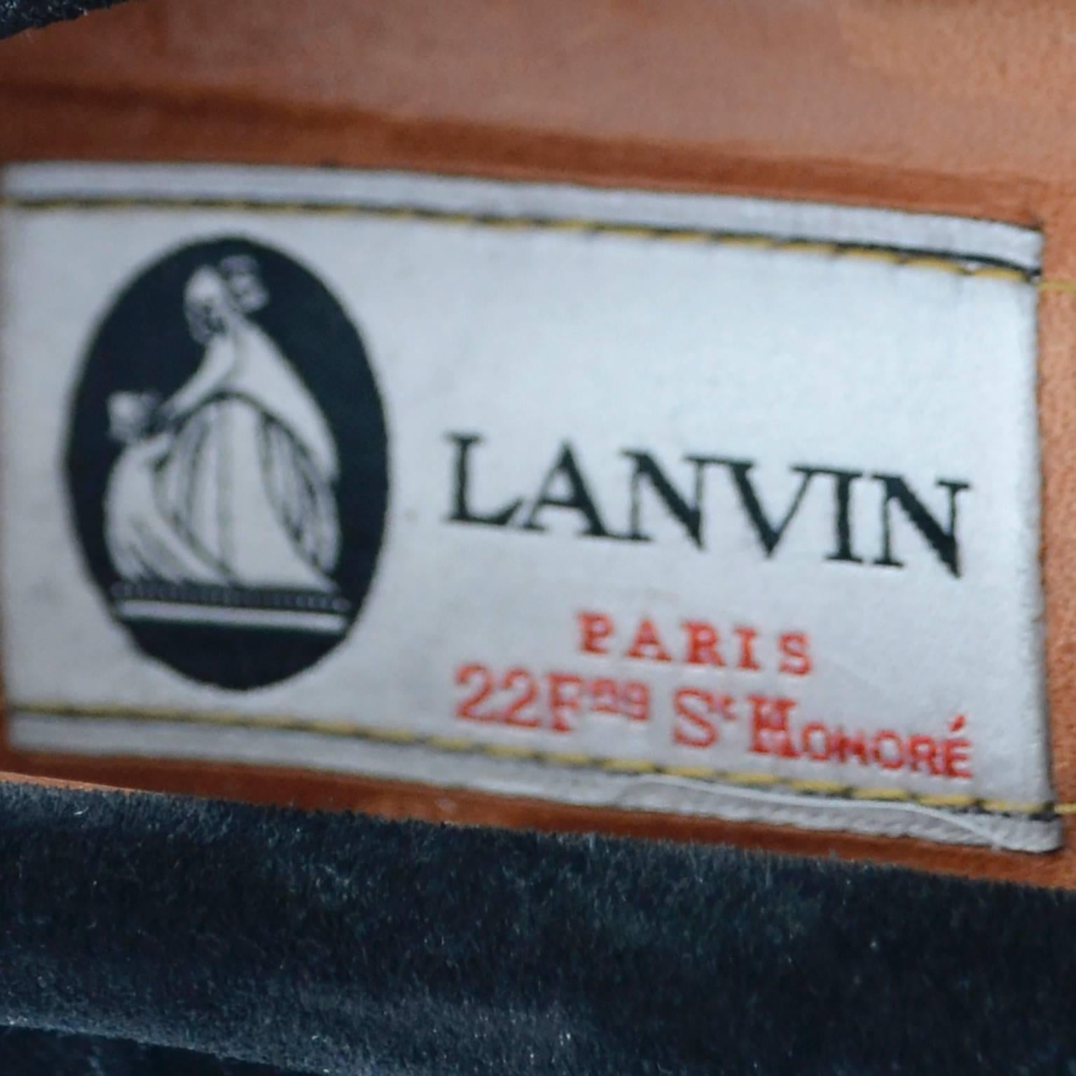 Women's Lanvin Paris Black Suede Flats Shoes Ribbons Bows Loafers Size 38 6.5