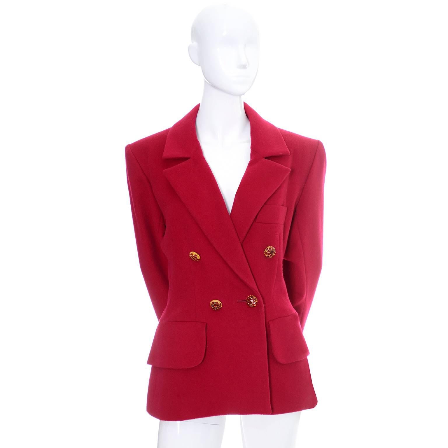 This beautiful, fully lined YSL blazer is in excellent condition and comes from the estate of a Yves Saint Laurent collector.  She originally purchased this jacket in the 1990s and I am now selling many of her YSL pieces.  This jacket has front