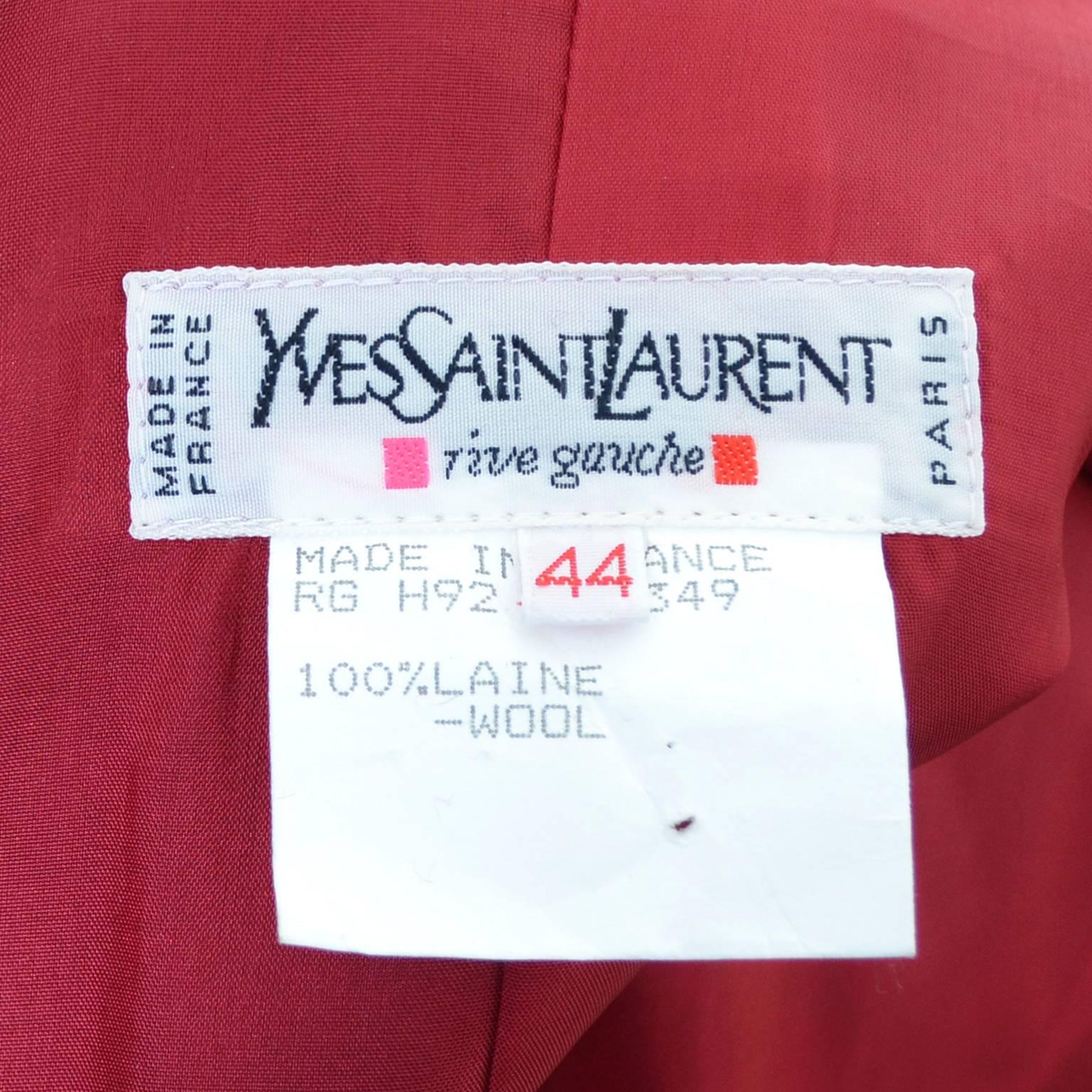 YSL Vintage Yves Saint Laurent Himbeere Rot Wolle Blazer Jacke Damen