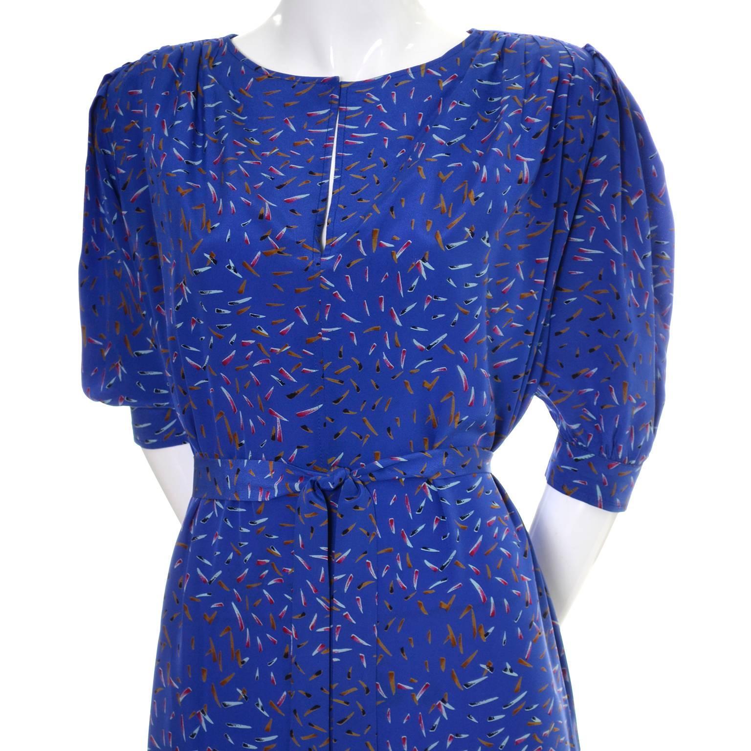 Purple 1970's Vintage Emanuel Ungaro Parallele Silk Dress 