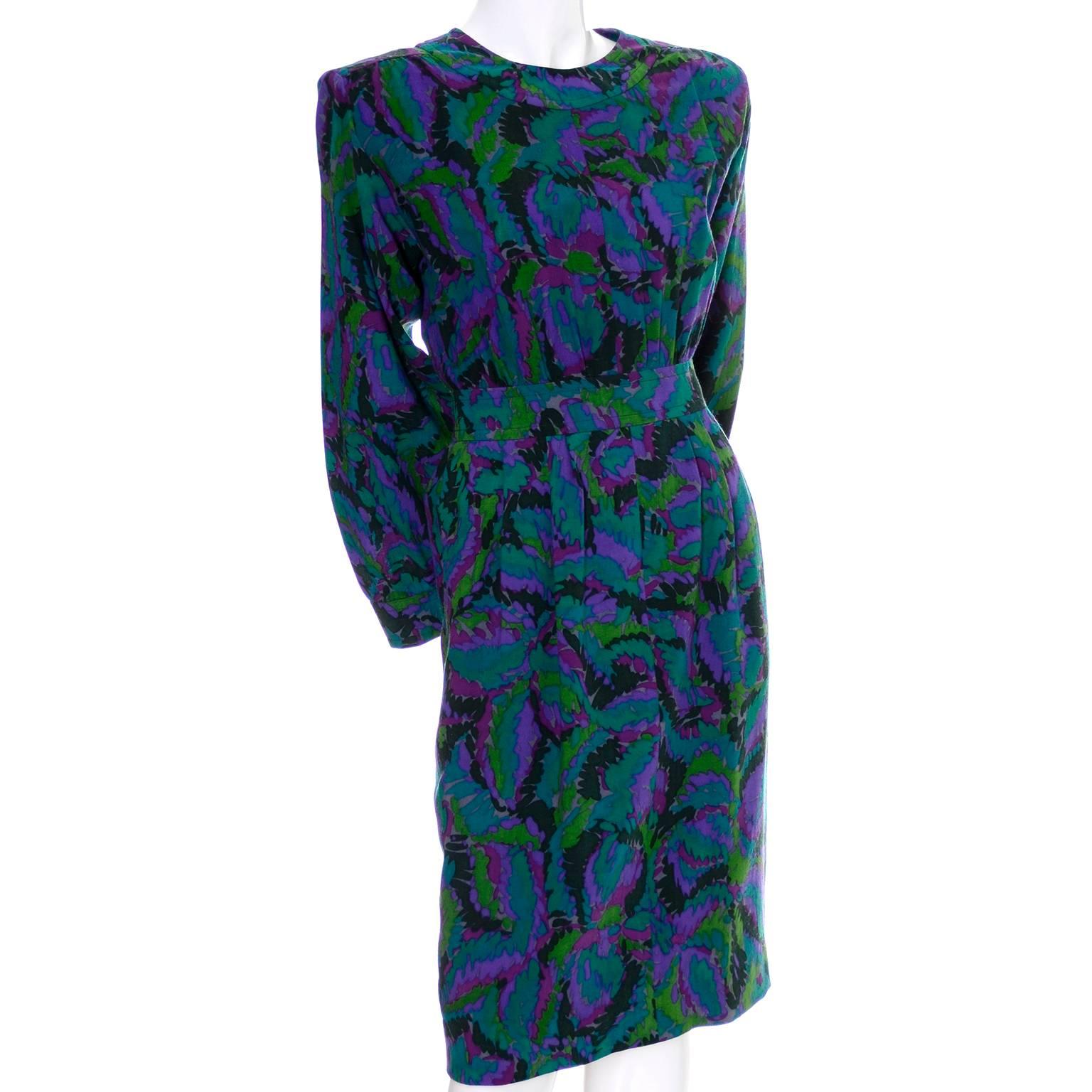 Blue YSL Vintage Dress Saint Laurent Rive Gauche Jewel Tones France 36