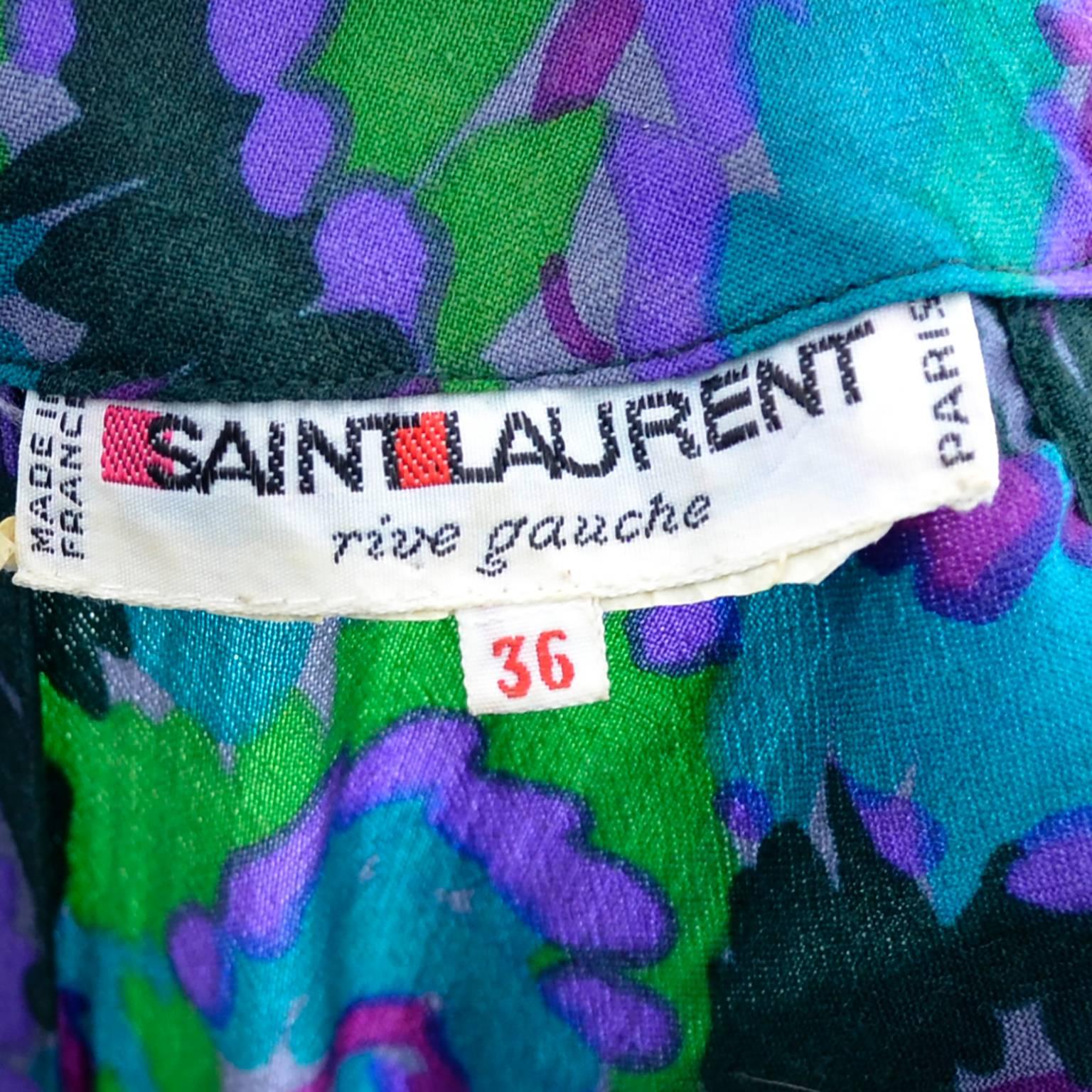 YSL Vintage Dress Saint Laurent Rive Gauche Jewel Tones France 36 In Excellent Condition In Portland, OR