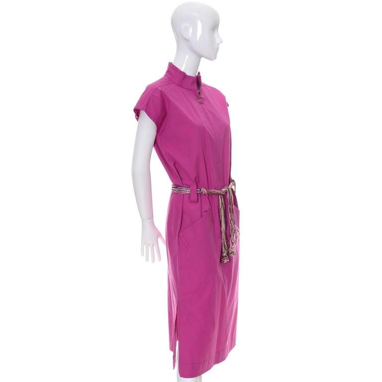 YSL Vintage Pink Dress 2 Belts Yves Saint Laurent Rive Gauche For Sale ...