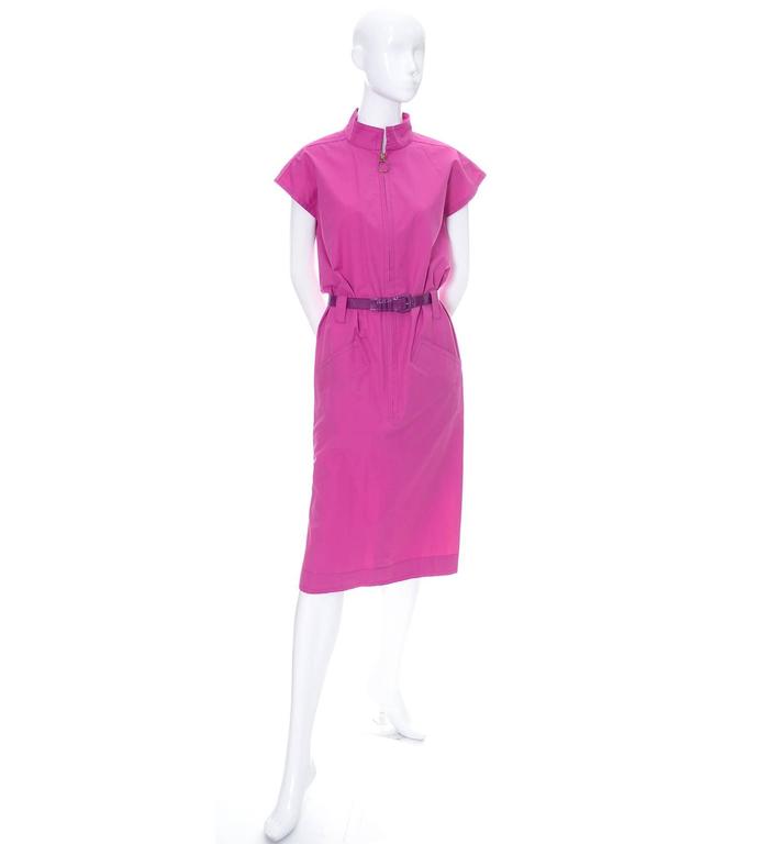 YSL Vintage Pink Dress 2 Belts Yves Saint Laurent Rive Gauche For Sale ...