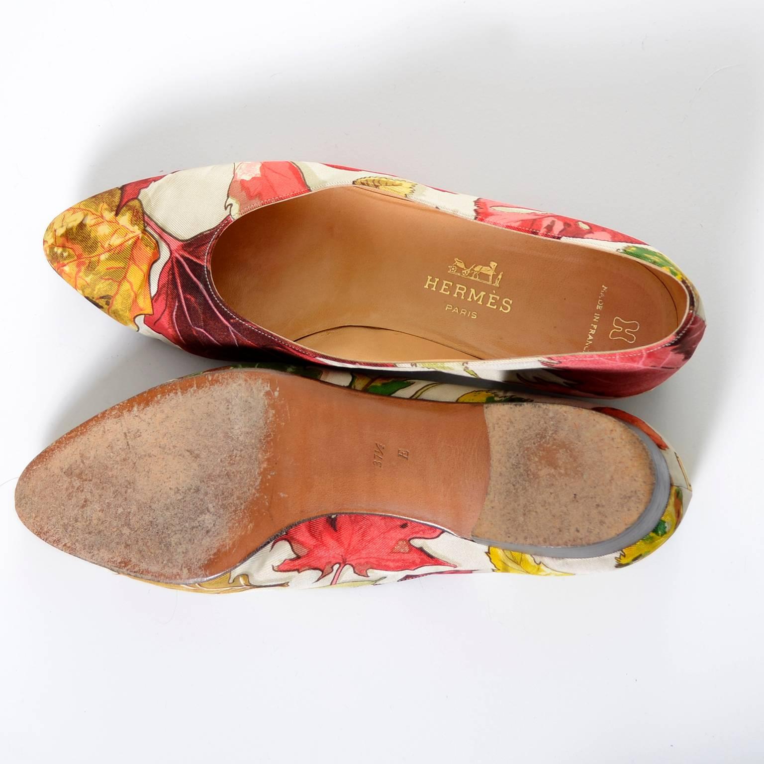Rare Vintage Hermes Shoes Flats Silk Scarf Print With Original Box 37 ...