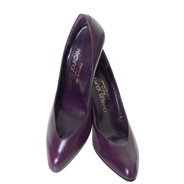 Vintage Charles Jourdan Vintage Shoes Purple Leather Heels AS New Size ...