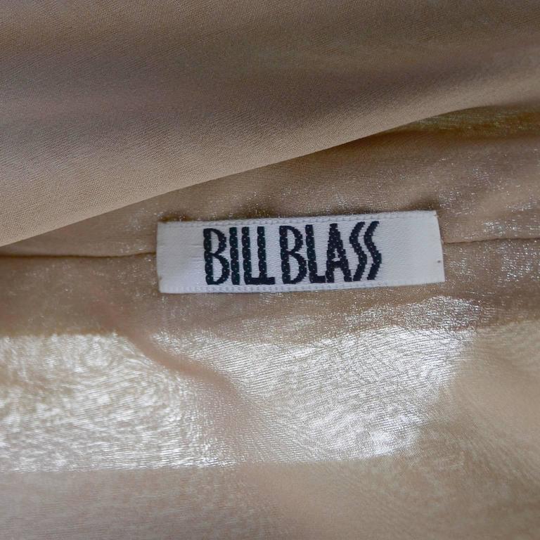 1993 Bill Blass Vintage Runway Dress in Iridescent Sage Green Silk w/ Ruffles  For Sale 2