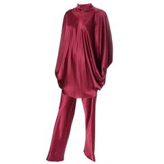 George Stavropoulos Evening Outfit Pants Top Luxurious Burgundy Silk Draping 2