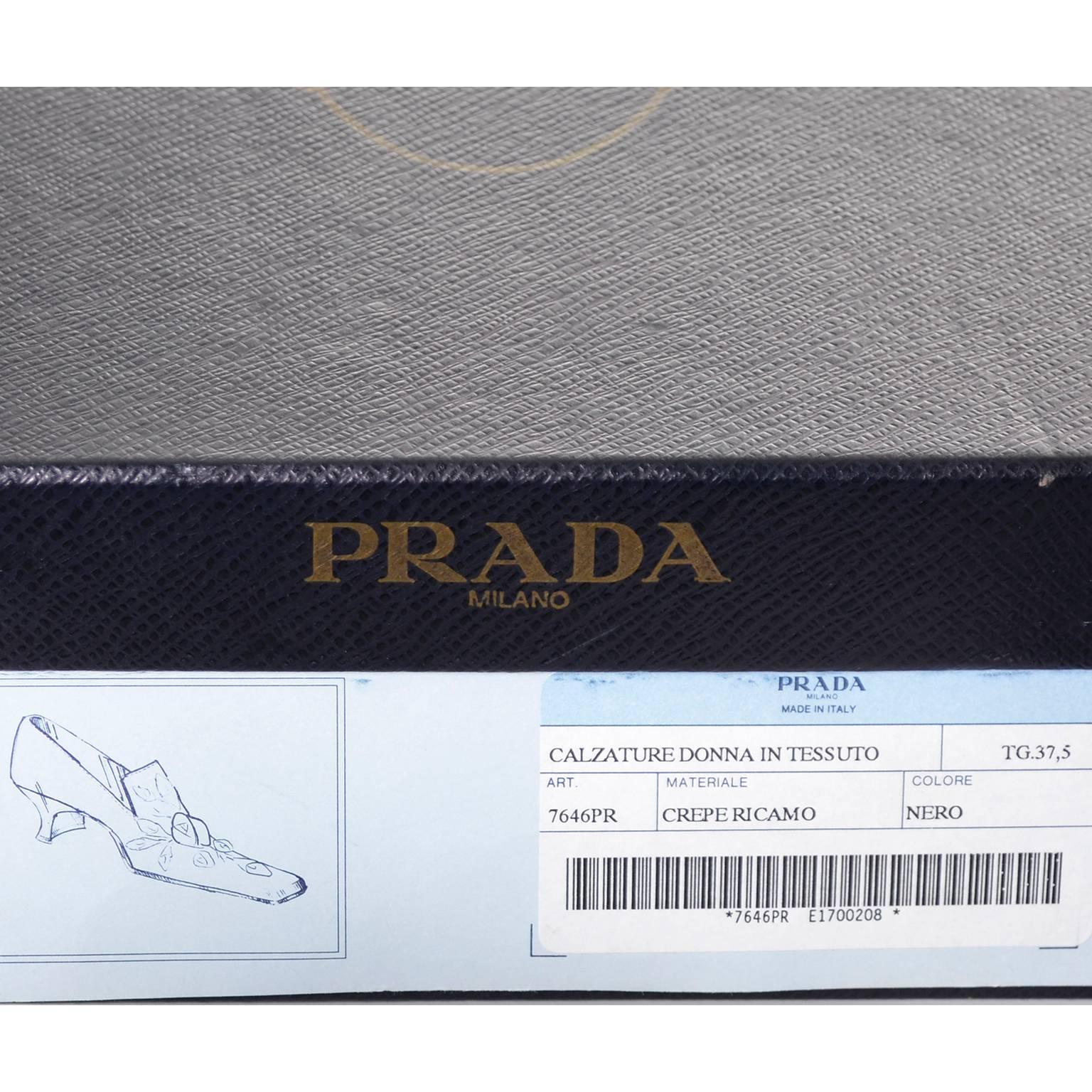1990s Schwarz Vintage Prada Loafer Schuhe mit Rosen Calzature Donna 37::5 Größe 7 4