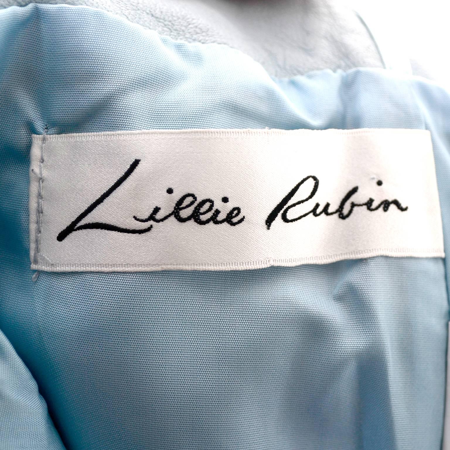 1980s Lillie Rubin Vintage High Waisted Blue Leather Pants Size 10 3
