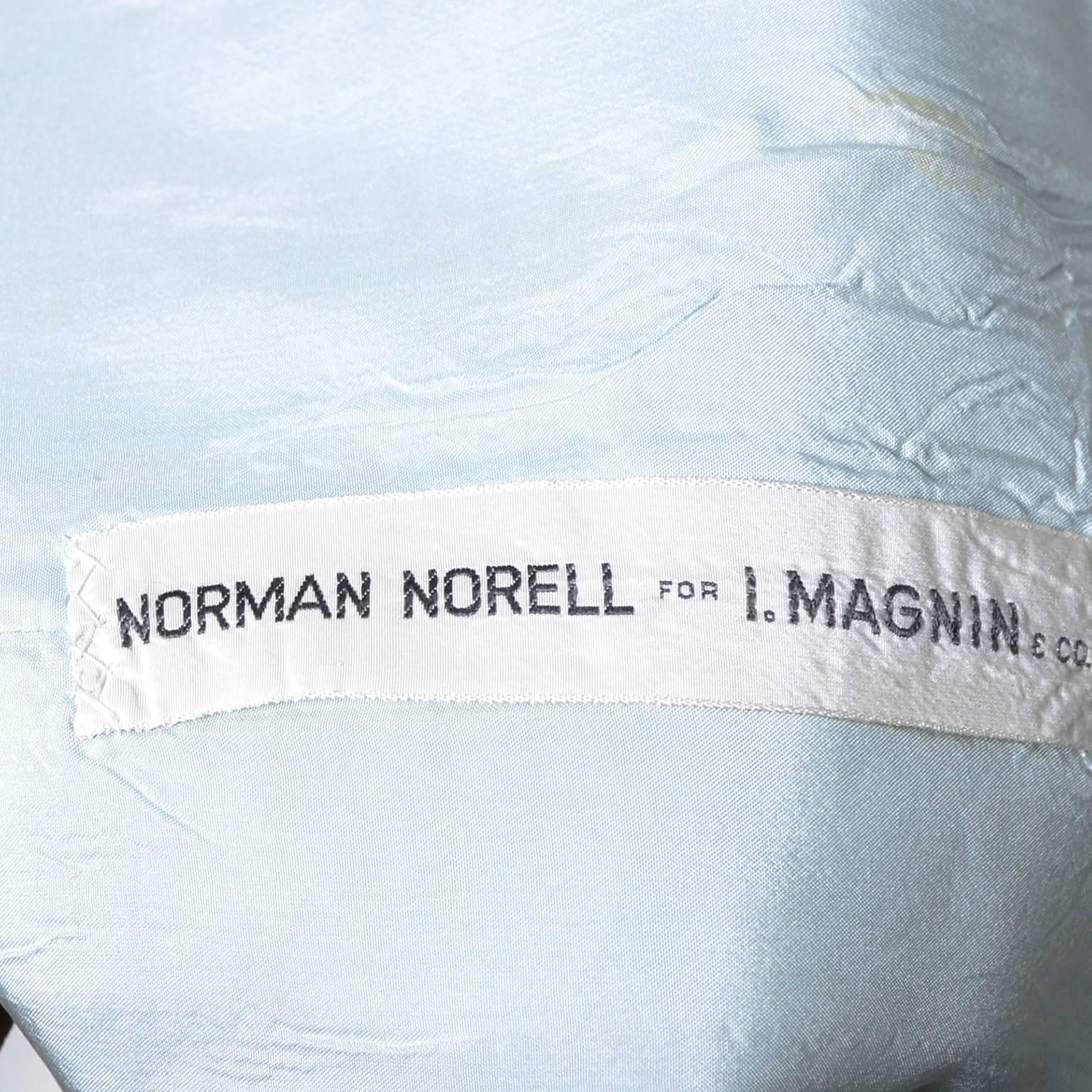 Norman Norell Vintage Dress from I Magnin in Blue Linen with Pockets In Excellent Condition In Portland, OR