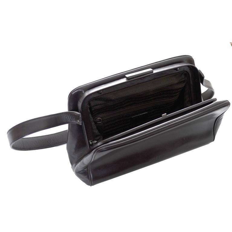 Prada Cocoa Leather Frame Top Medium Shoulder Bag vintage prada handbag chocolate brown leather shoulder bag Prada Cocoa Leather Frame Top Medium Shoulder Bag vintage prada handbag chocolate brown leather shoulder bag