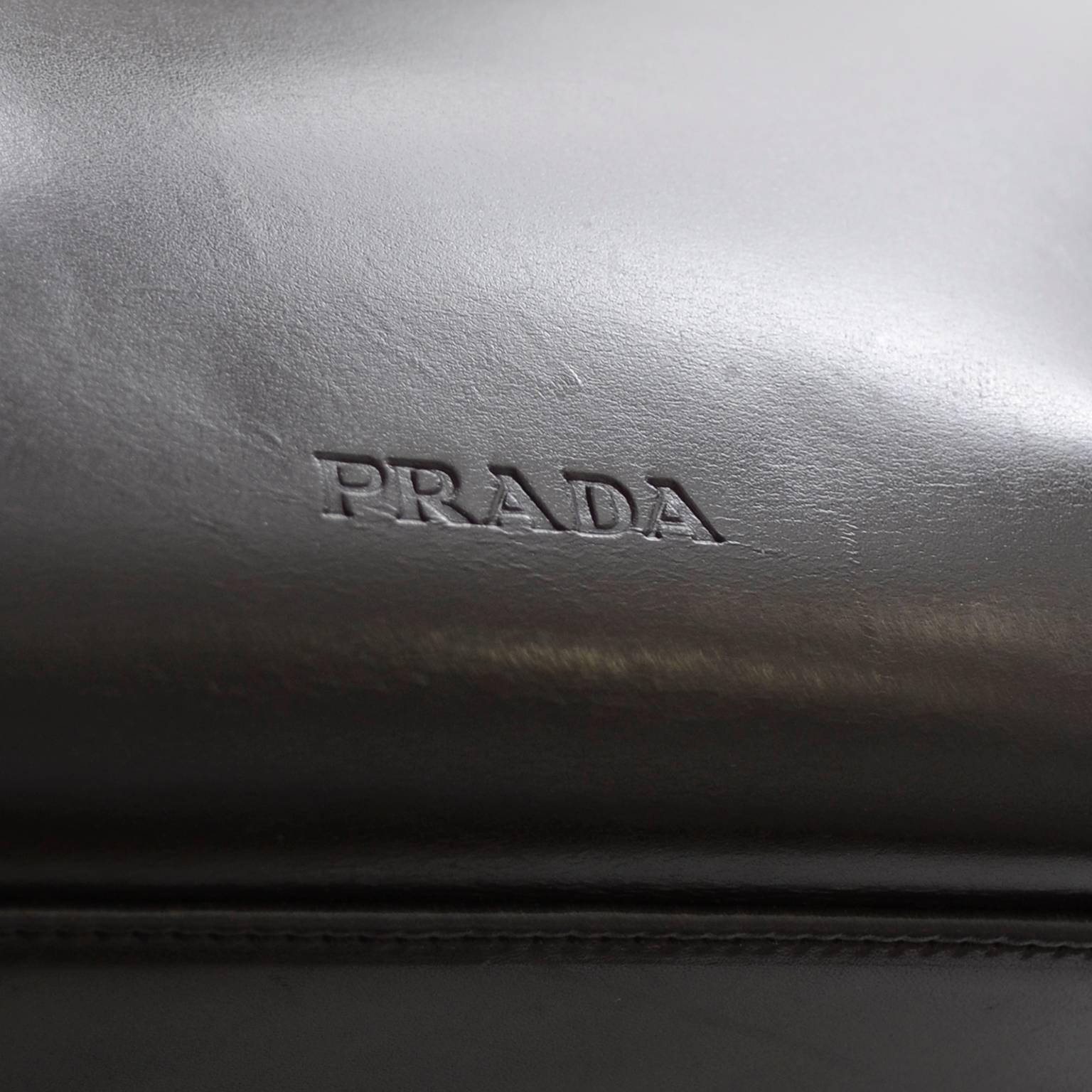 Black Vintage Prada Handbag Chocolate Brown Leather Shoulder Bag