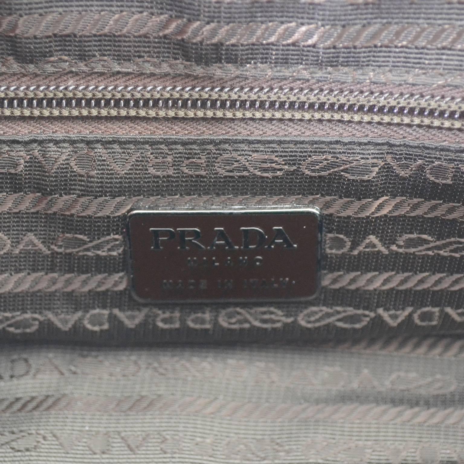 Vintage Prada Handbag Chocolate Brown Leather Shoulder Bag In Excellent Condition In Portland, OR