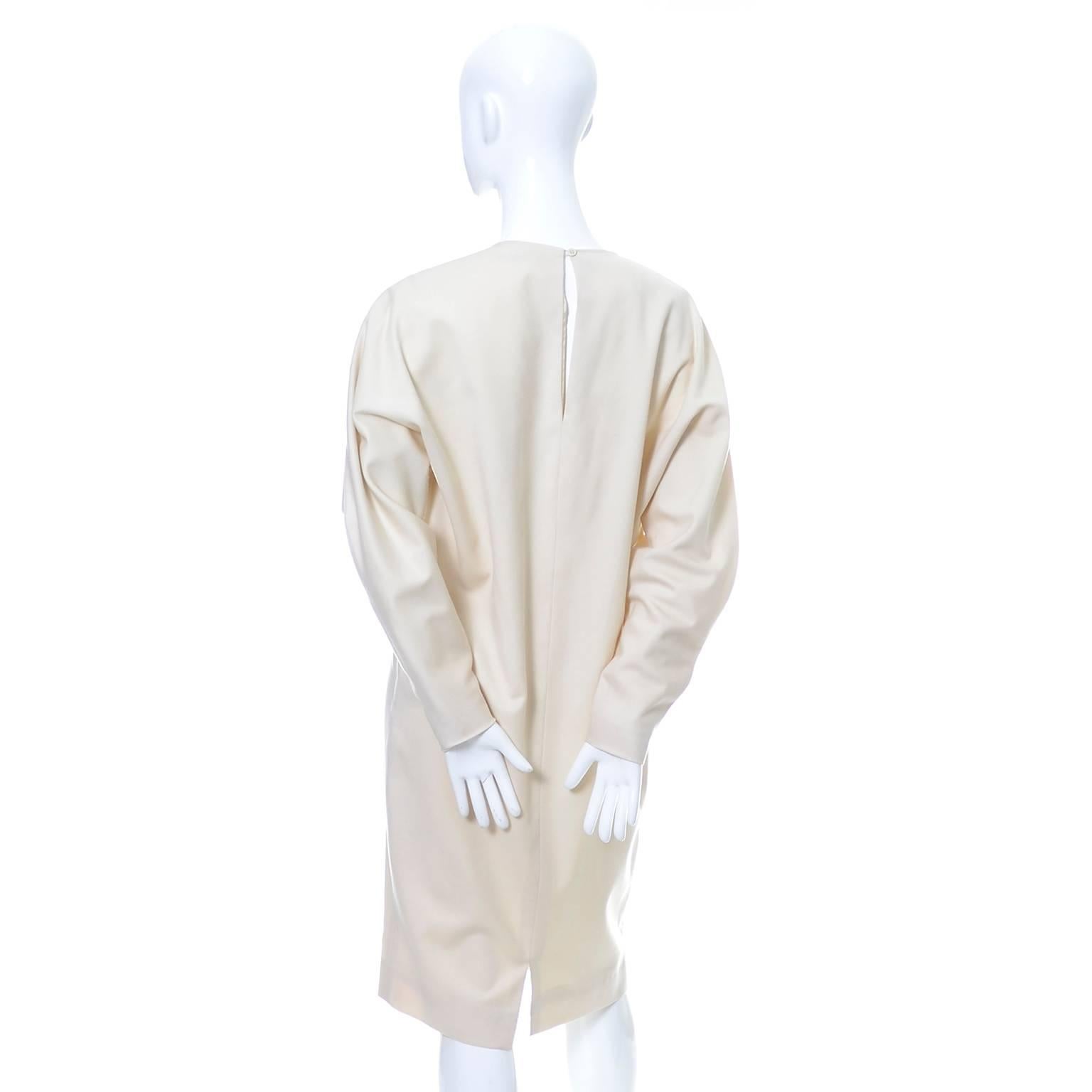 Ronaldus Shamask Avant Garde 1980's Vintage Creme Wolle Kleid Größe 6/8 im Zustand „Hervorragend“ im Angebot in Portland, OR