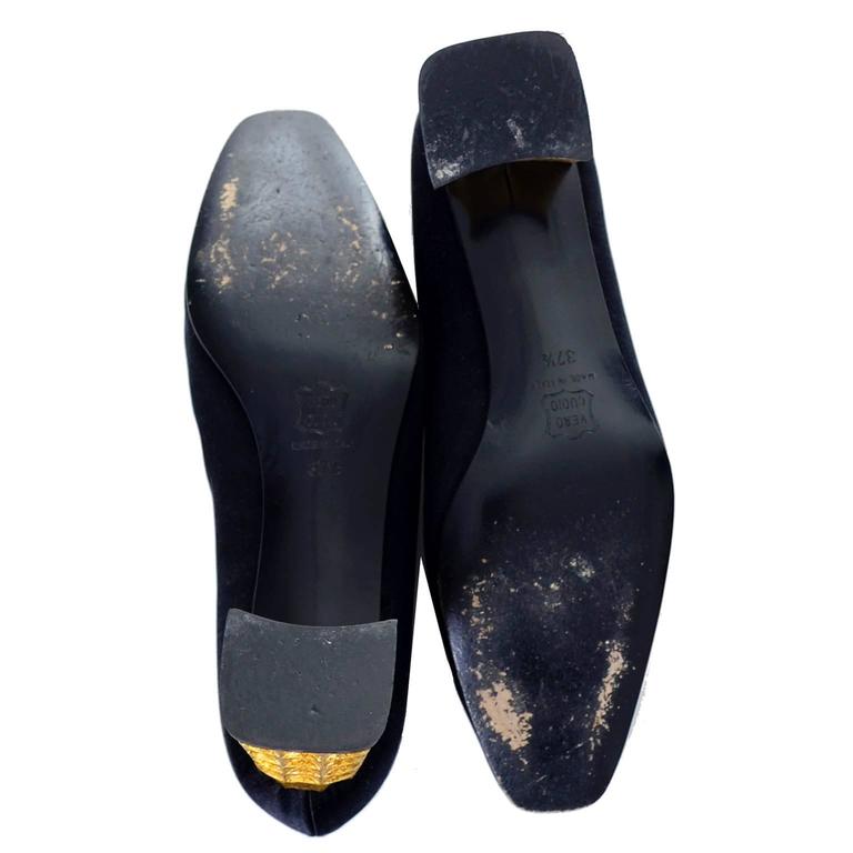 Christian Louboutin Documented Vintage Shoes with Gold Leaf Heels at