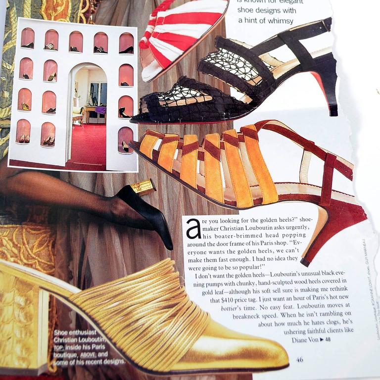 Christian Louboutin Documented Vintage Shoes with Gold Leaf Heels at