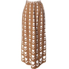 Vintage Hubert de Givenchy Skirt Documented from 1974 Brown & White Tulip Print