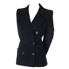 Vintage YSL Blazer Black Wool Yves Saint Laurent Size 40 US 8