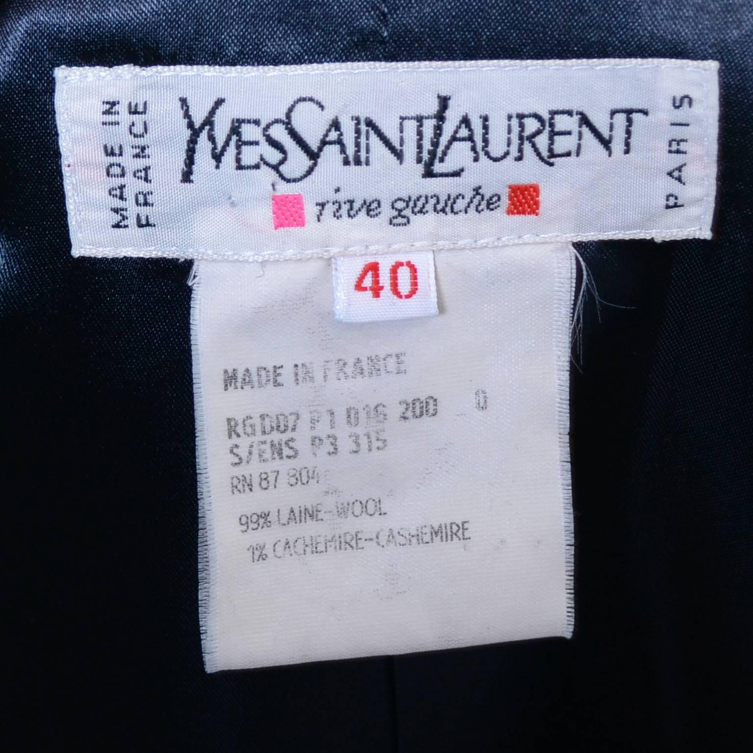 Yves Saint Laurent YSL Vintage Pinstripe Trouser Pant Suit in Cashmere & Wool 40 In Excellent Condition In Portland, OR
