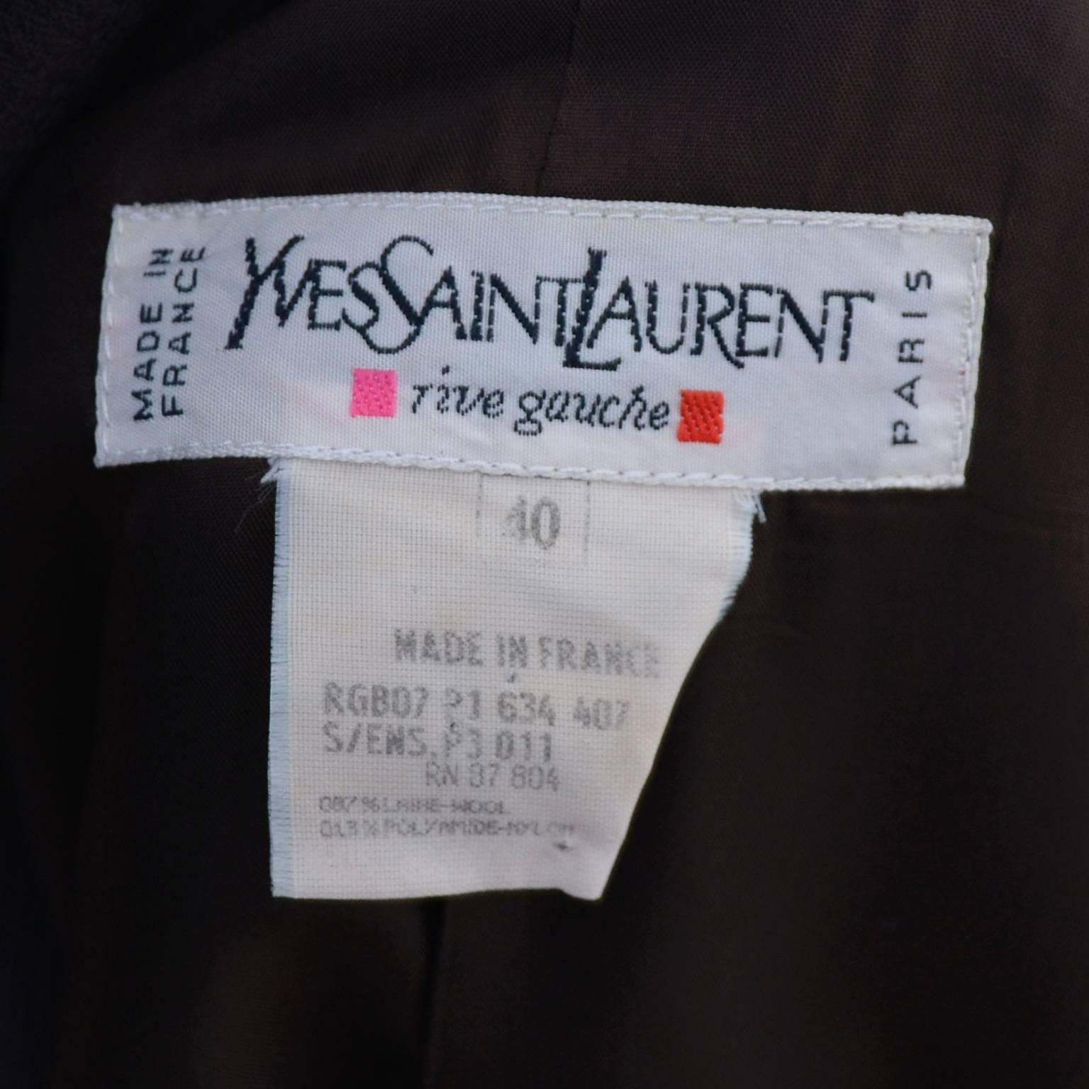 YSL Vintage Finely Ribbed Wool Pantsuit French Size 40 US 8 Yves Saint Laurent 2