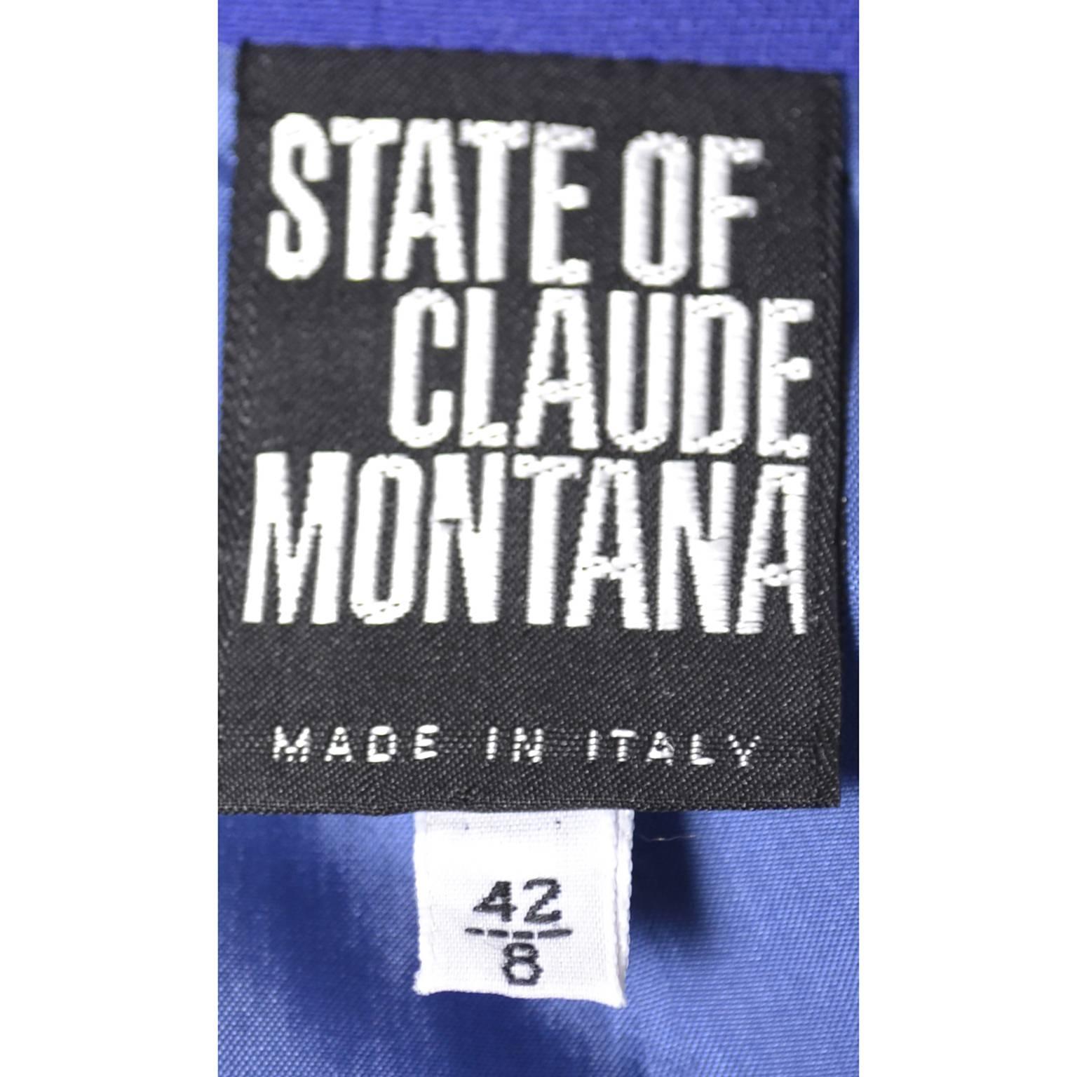 Claude Montana Vintage Blazer aus Wolle mit Satinbesatz aus Wolle, Größe 42 8 Damen
