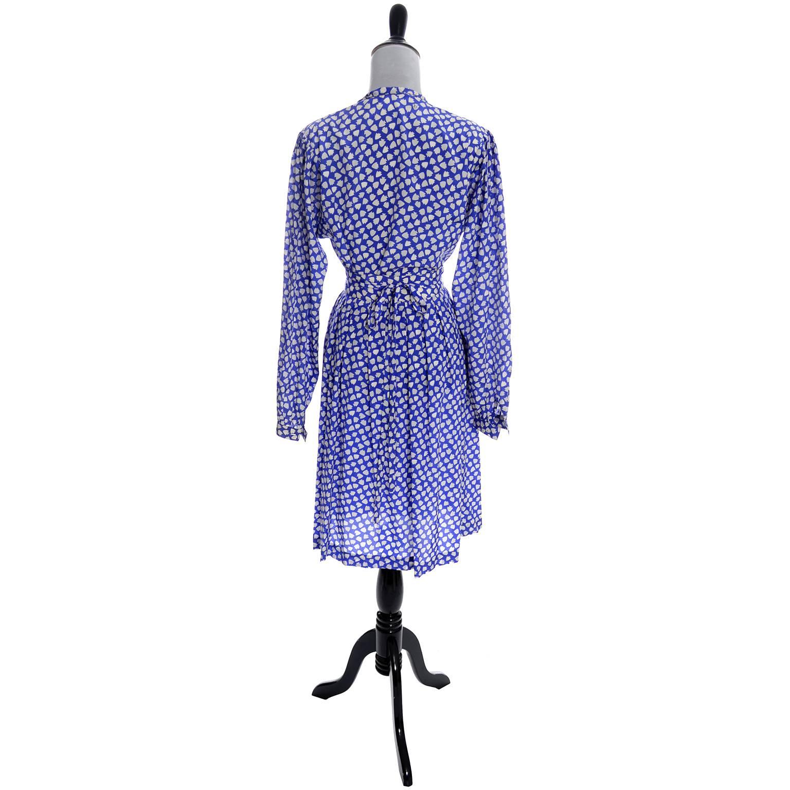 Purple Vintage Ferragamo Blue 2 piece Skirt & Blouse Silk Dress Spades Novelty Print 