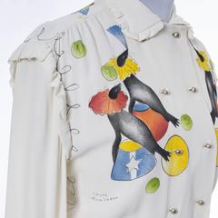 Tina Leser Vintage Blouse Hand Painted Circus Rare 1940s Museum Worthy Signed