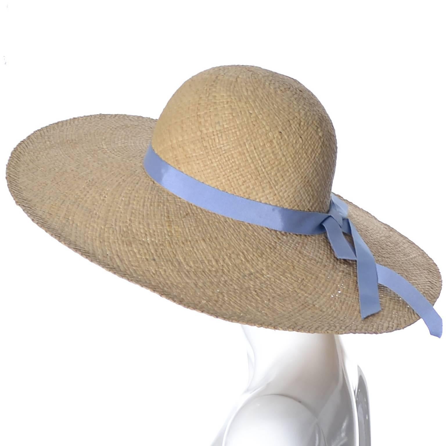 straw hat blue ribbon