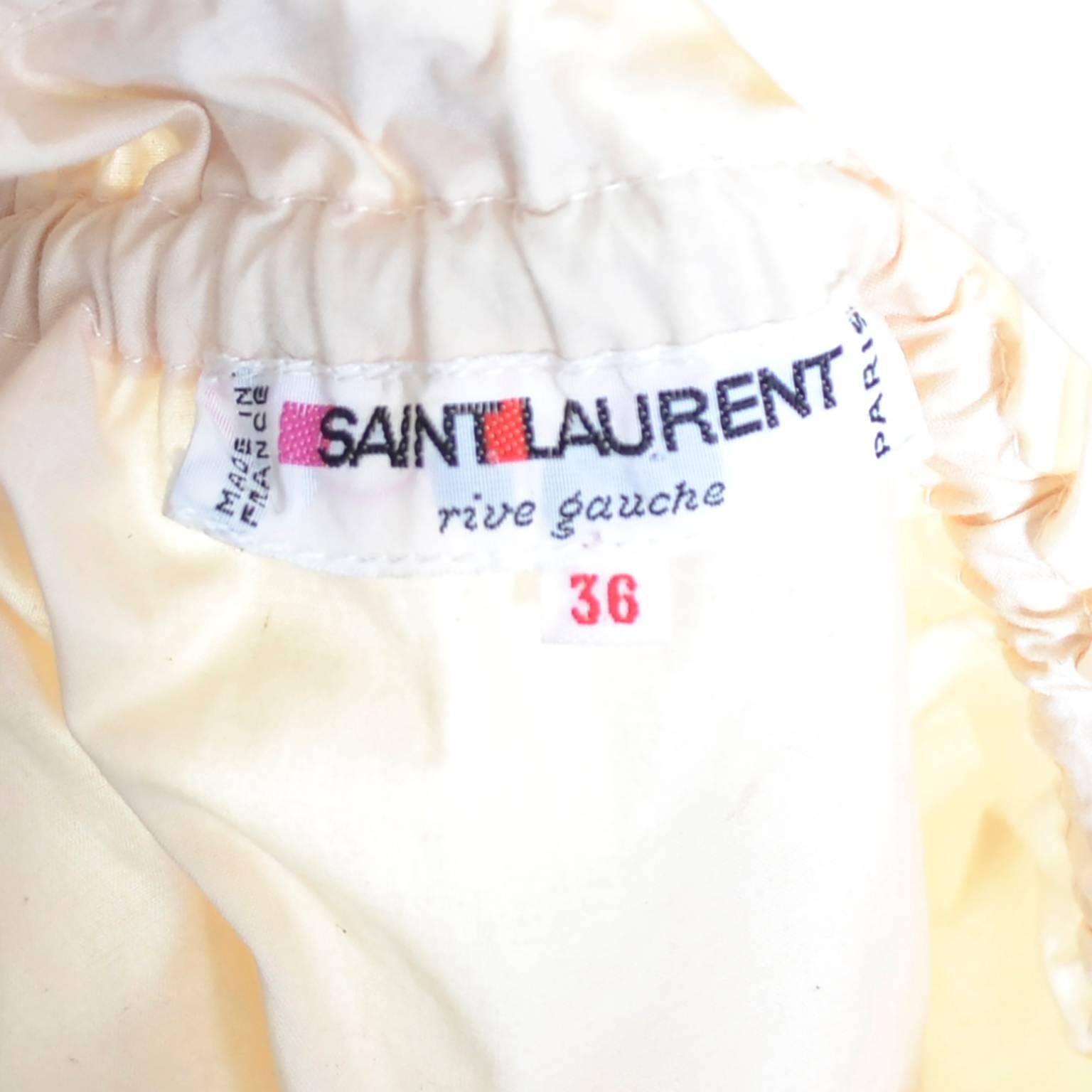 Beige Rare 1970s YSL Vintage Skirt Yves Saint Laurent Paper Bag Waist Drawstring 