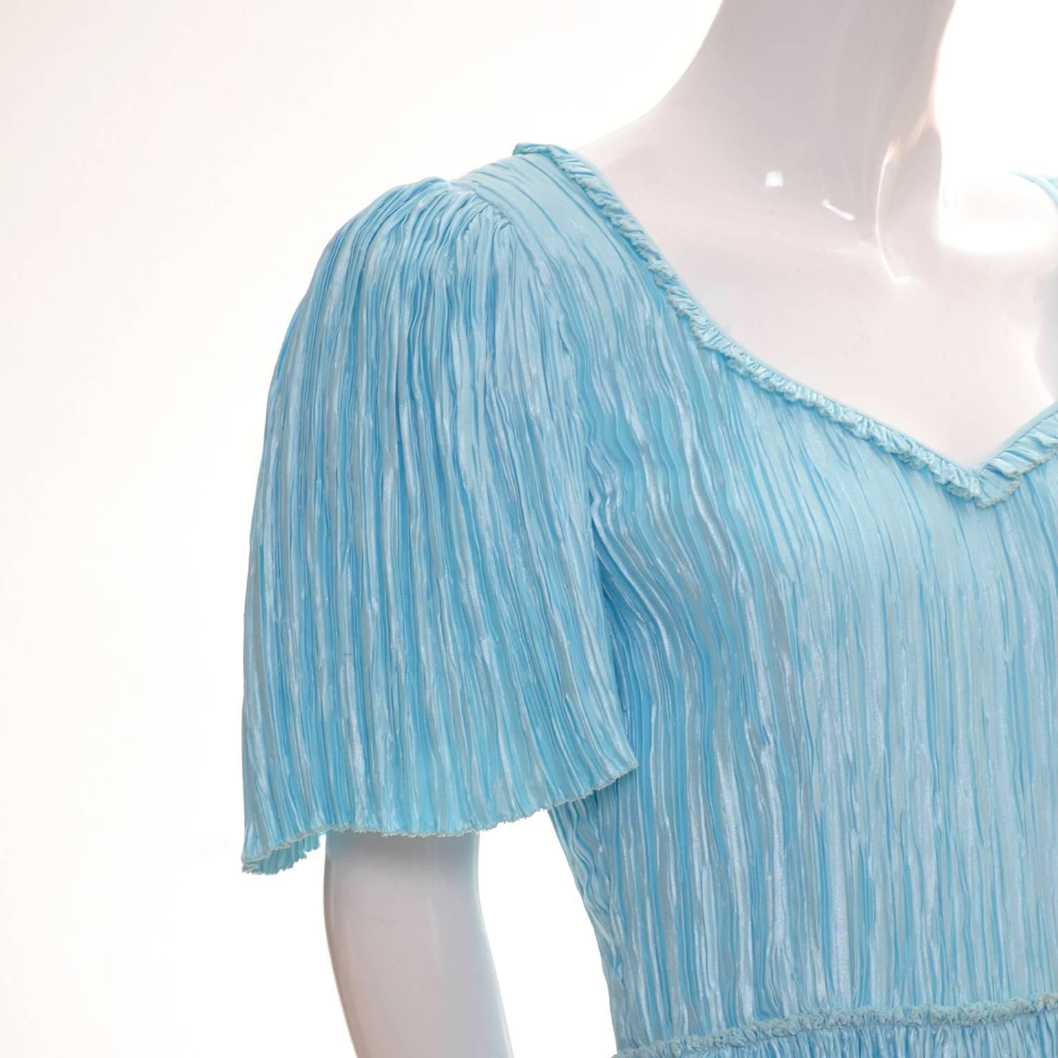 Mary McFadden Couture Vintage Dress Blue Fortuny Style Pleats in Size 4 1