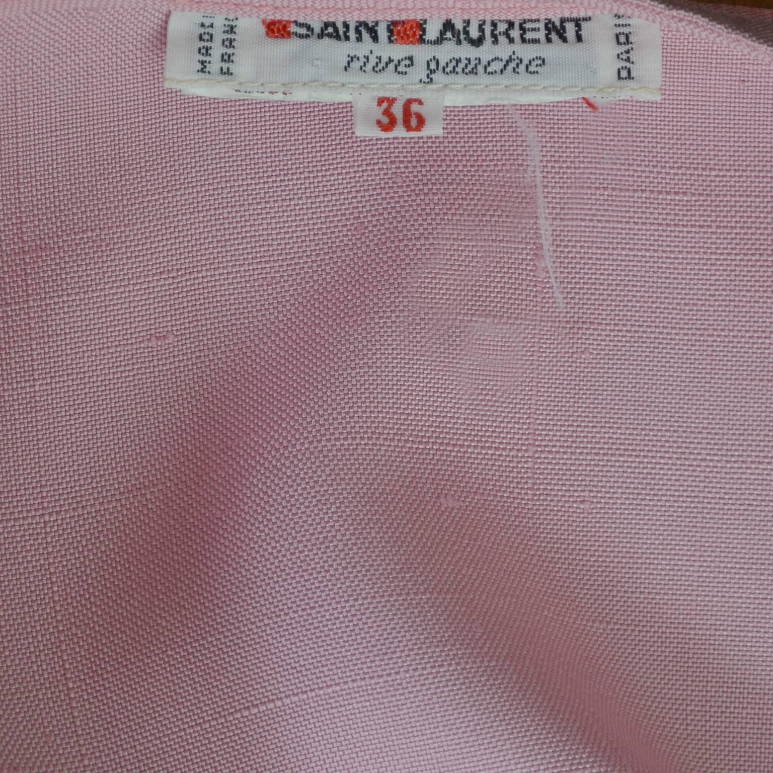YSL Vintage Top Pink Silk Minimalist Yves Saint Laurent French Size 36 US 4 In Excellent Condition In Portland, OR