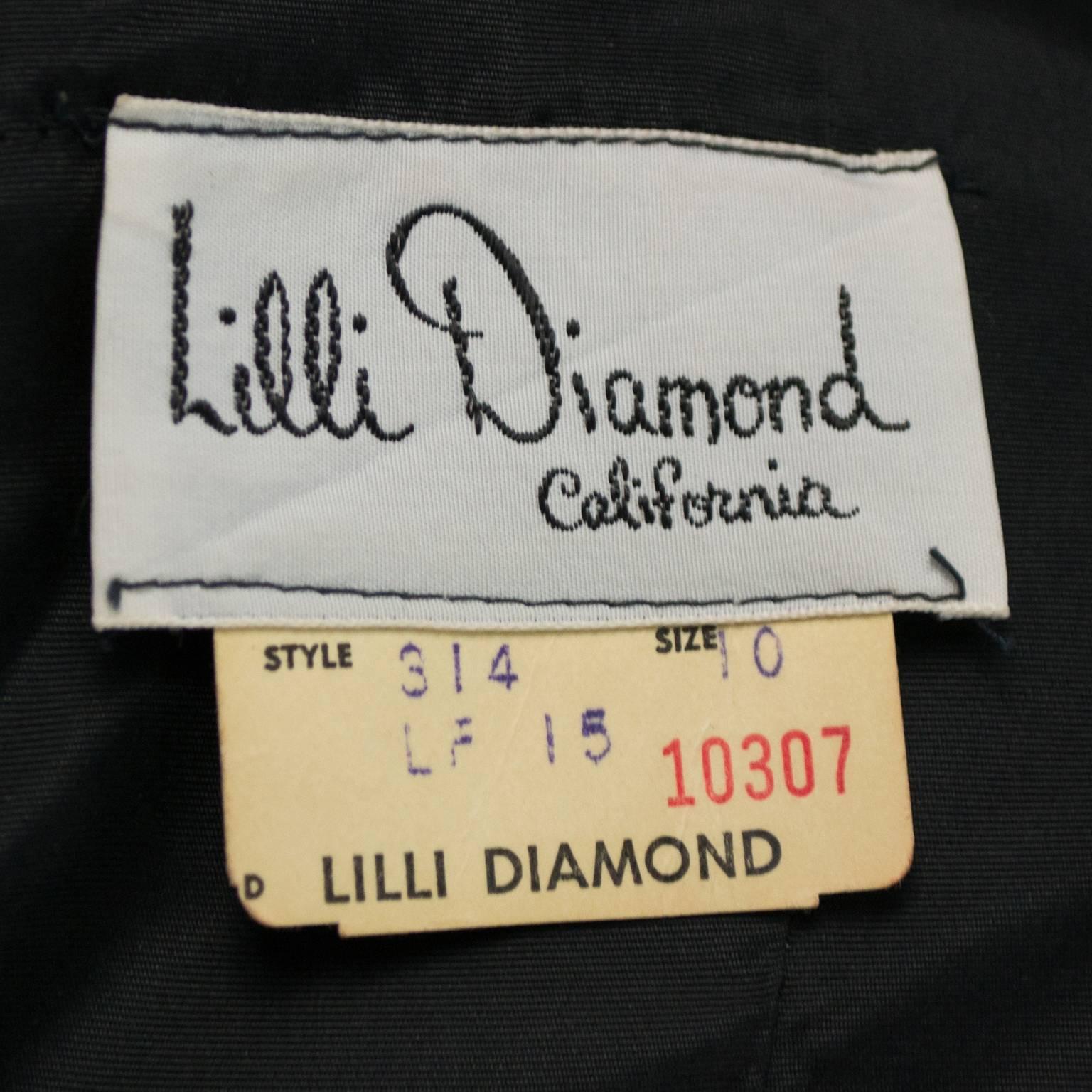 Lilli Diamond Vintage Dress Black Crepe Batwing Sleeves Fringe 1