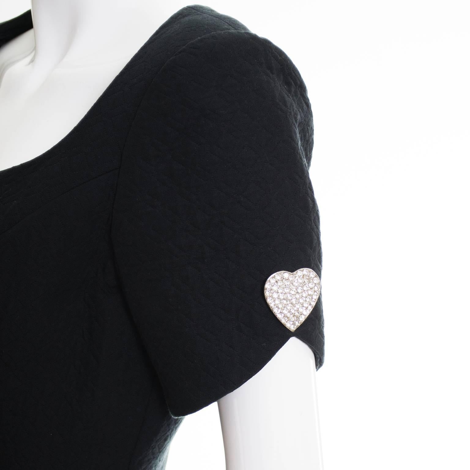 Women's Bob Mackie Vintage Dress Rhinestone Heart Buttons 1980s 6/8
