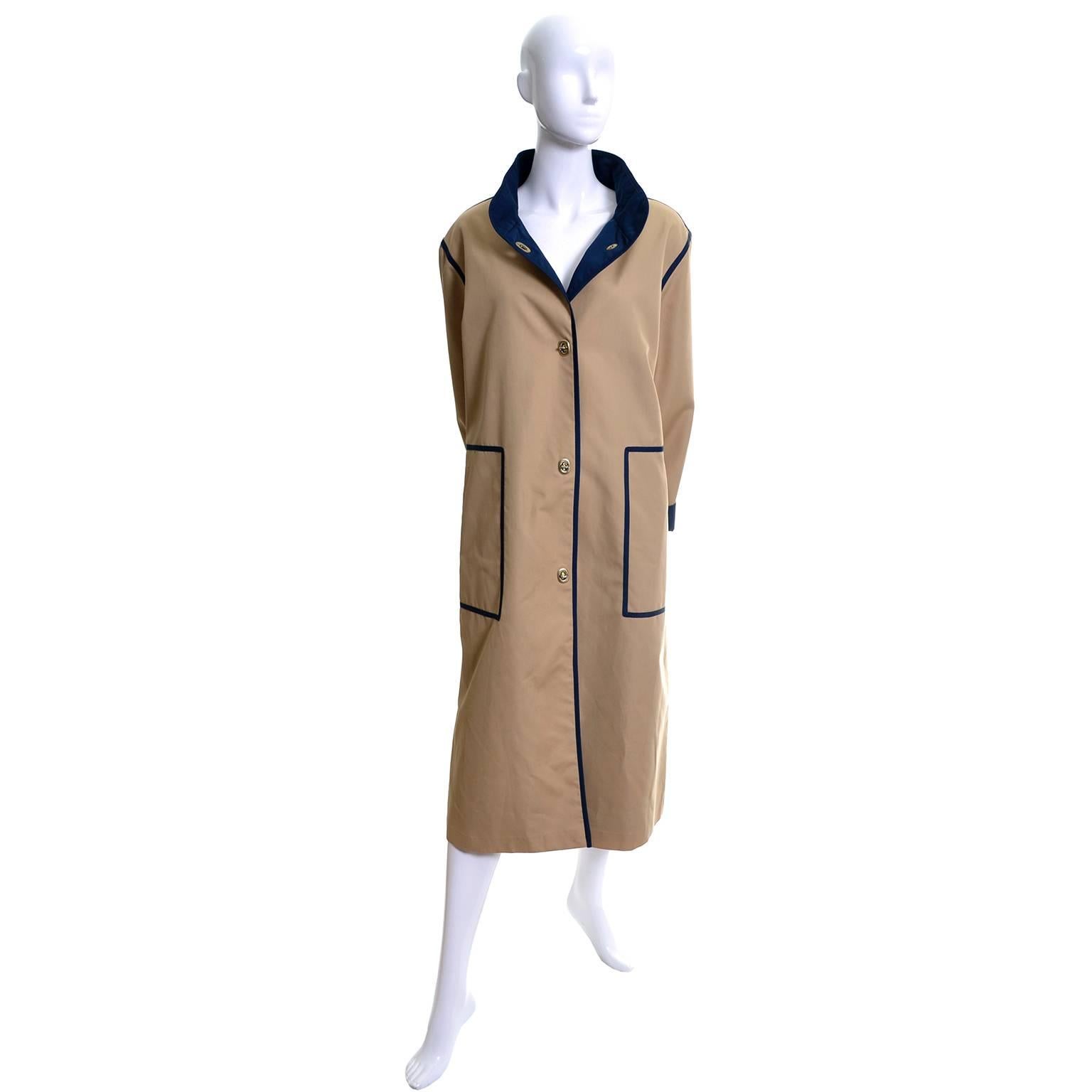 This is a vintage 1970's Bonnie Cashin raincoat with the Weatherwear for Russ Taylor label.  Bonnie Cashin always designed her garments and did not license her name or use design assistants.  She was a revolutionary designer who is credited with