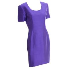 1990s Purple Silk Scaasi Vintage Dress As New Size 2/4